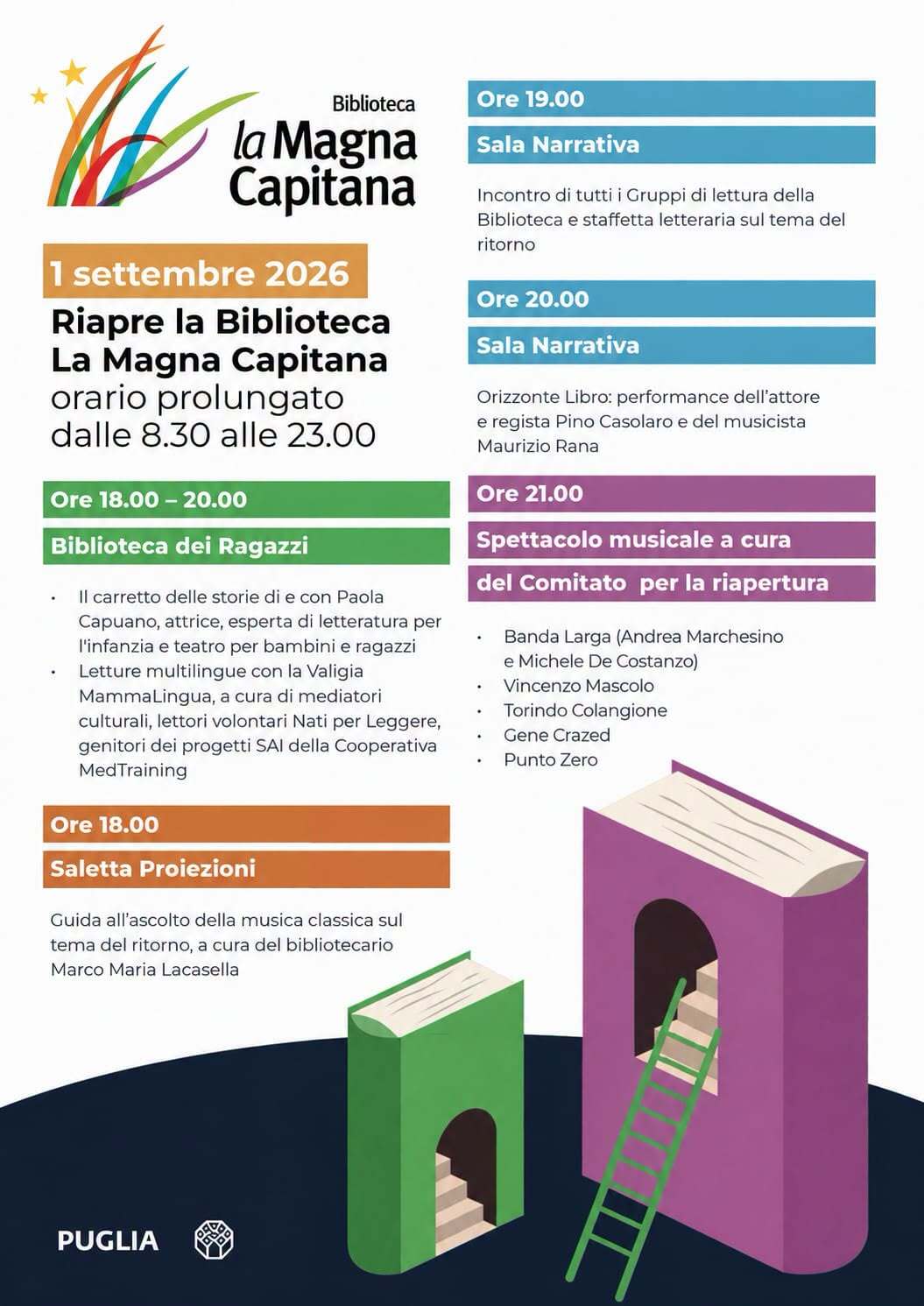 La Biblioteca &ldquo;la Magna Capitana&rdquo; riapre: il 1&deg; settembre apertura straordinaria fino alle 23