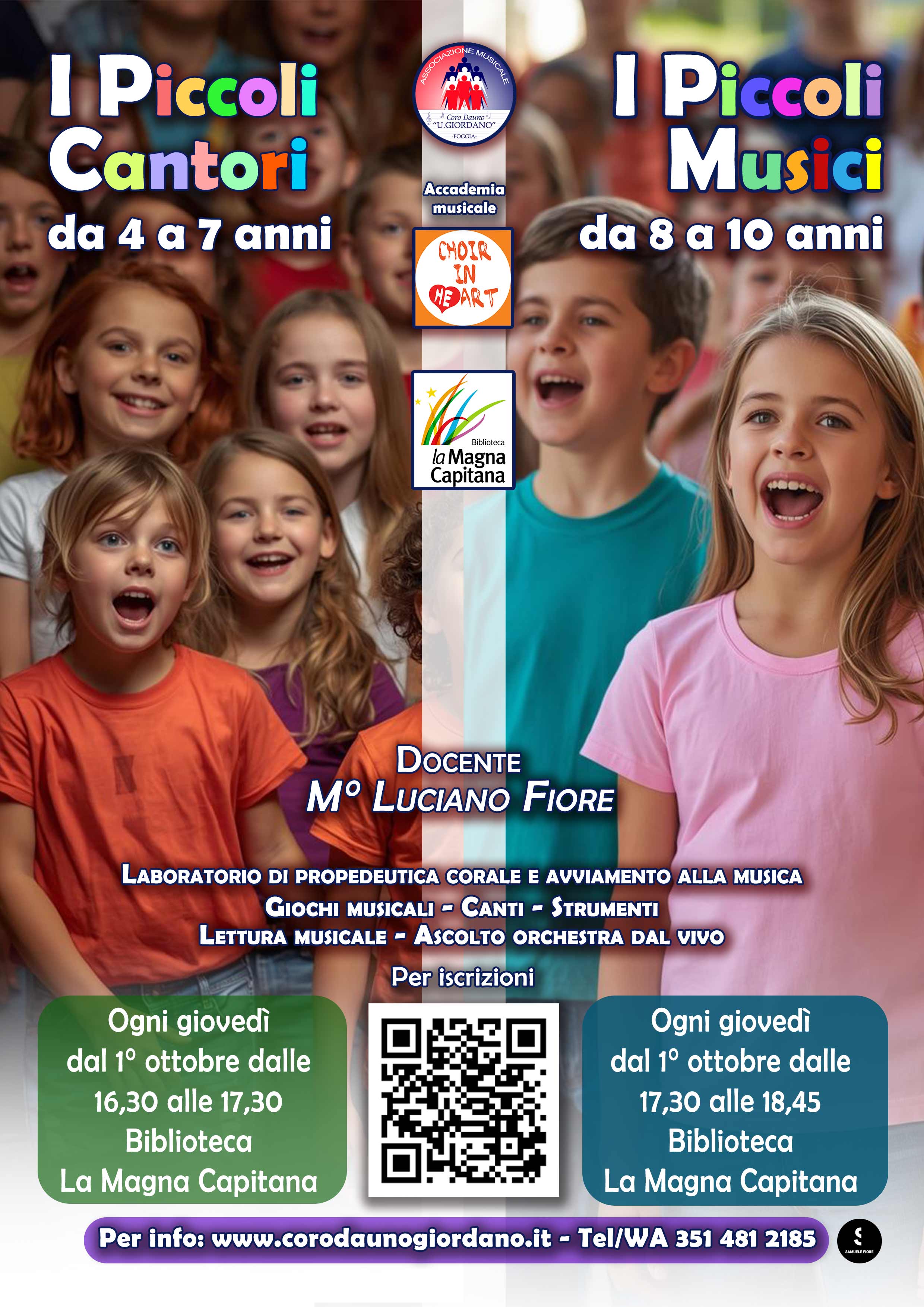 Partono i corsi "I Piccoli Cantori" e "I Piccoli Musicisti"